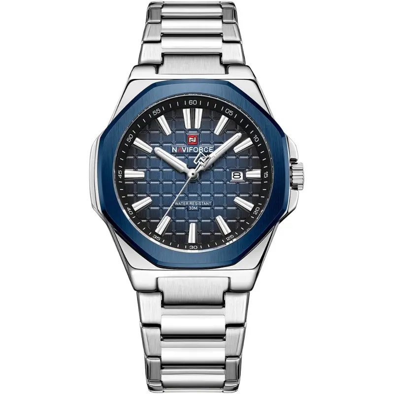 Naviforce Blue Dial Stainless Steel Strap Men's Watch Nf9258 S/Be/S 1