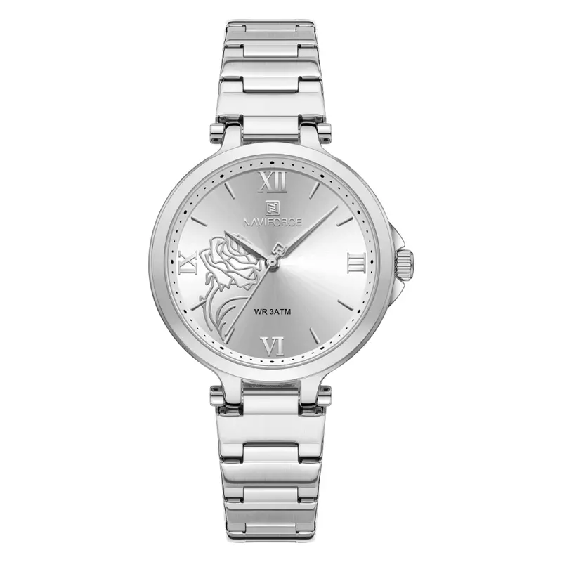 Naviforce Casual & Business Style Women's Watch - Silver Dial | Nf5060 S/W 1