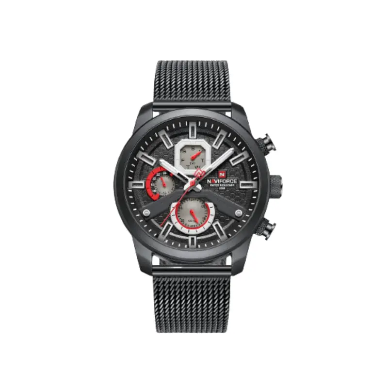 Naviforce Chronograph Black Dial Stainless Steel Strap Men Watch Nf9211s B/B 1