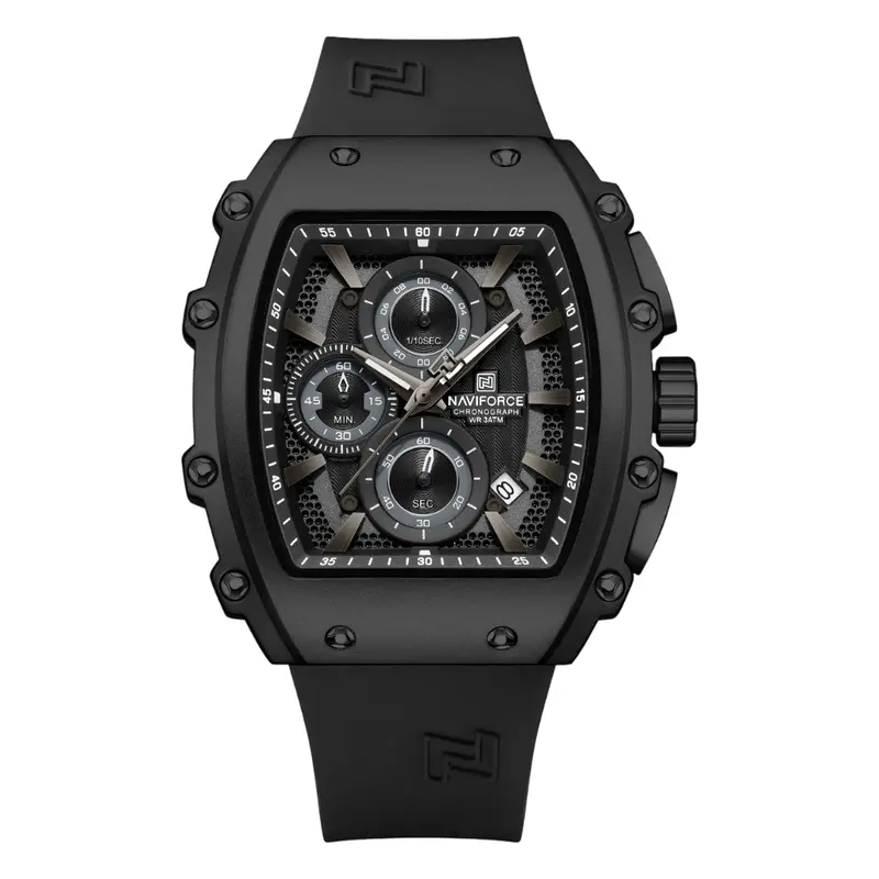Naviforce Chronograph Black Fumed Silica Strap Men's Watch Nf8070 B/B/B 1