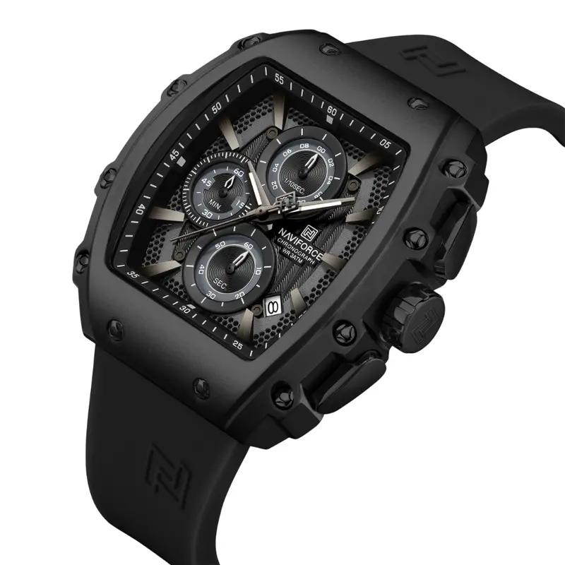 Naviforce Chronograph Black Fumed Silica Strap Men's Watch Nf8070 B/B/B 2