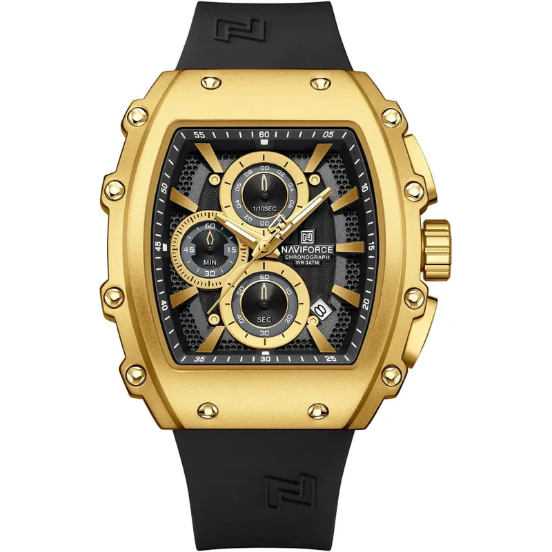 Naviforce Chronograph Black Fumed Silica Strap Men's Watch Nf8070 G/B/B 1