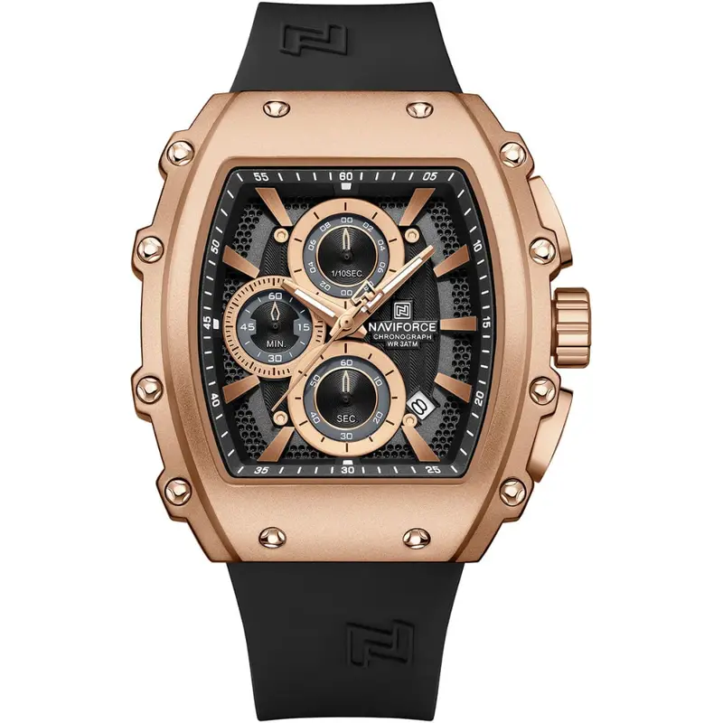 Naviforce Chronograph Black Fumed Silica Strap Men's Watch Nf8070 Rg/B/B 1