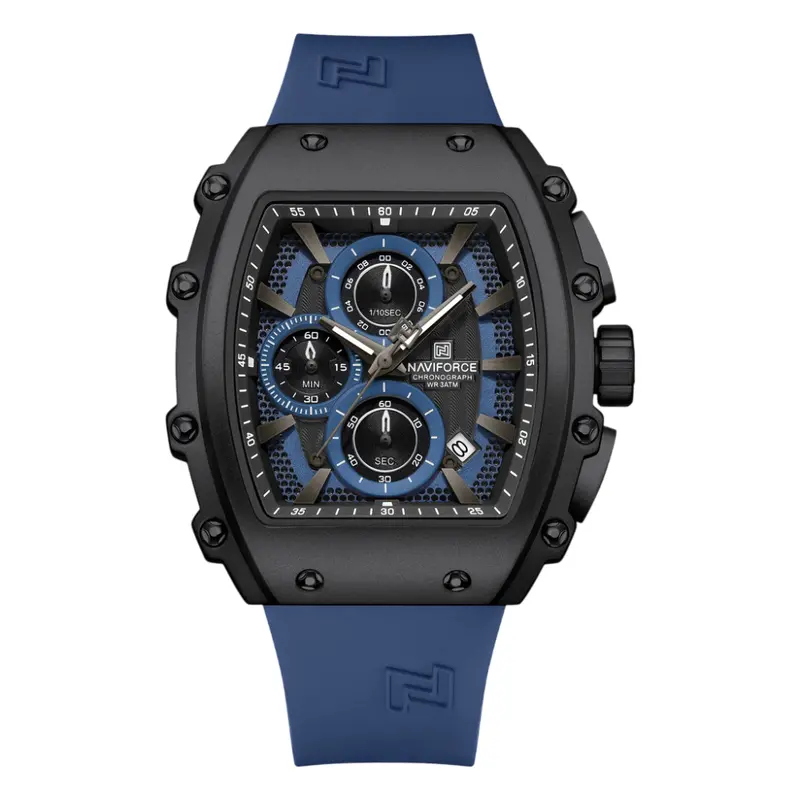 Naviforce Chronograph Blue Fumed Silica Strap Men's Watch Nf8070 B/Be/Be 1
