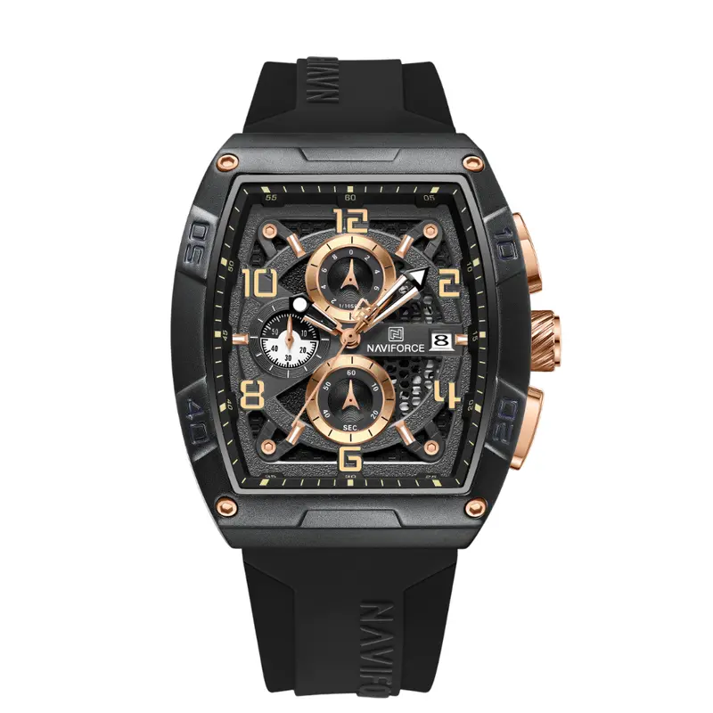 Naviforce Chronograph Fumed Silica Black Strap Men's Watch Nf8052 B/Rg/B 1
