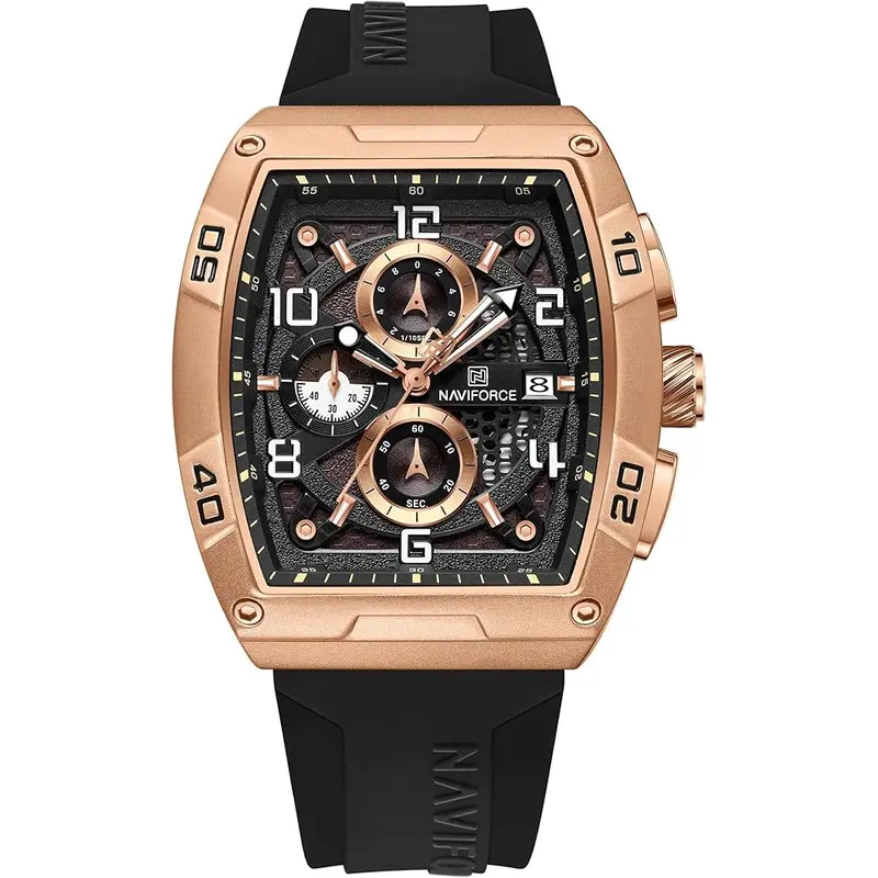 Naviforce Chronograph Fumed Silica Black Strap Men's Watch Nf8052 Rg/Ce/B 1