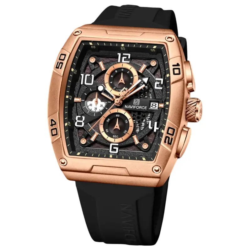 Naviforce Chronograph Fumed Silica Black Strap Men's Watch Nf8052 Rg/Ce/B 2