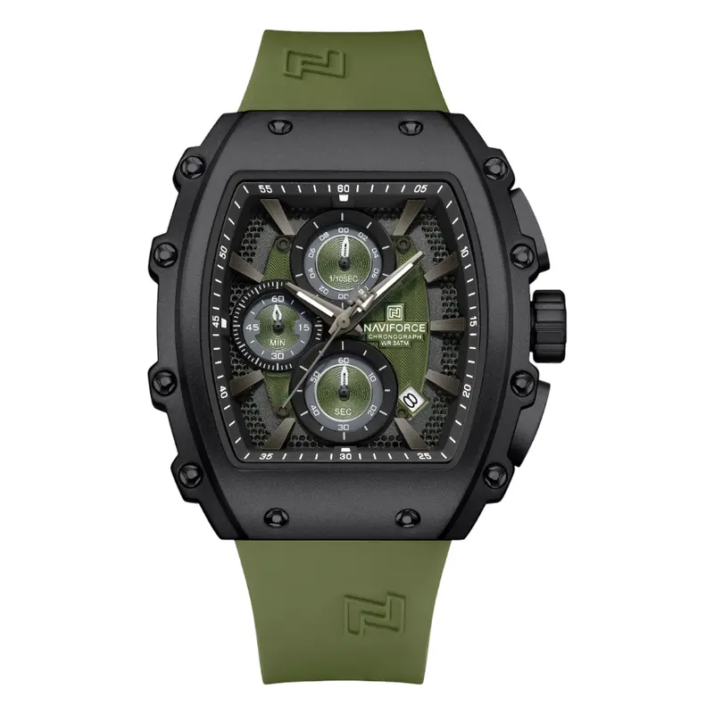 Naviforce Chronograph Green Fumed Silica Strap Men's Watch Nf8070 B/Gn/Gn 1