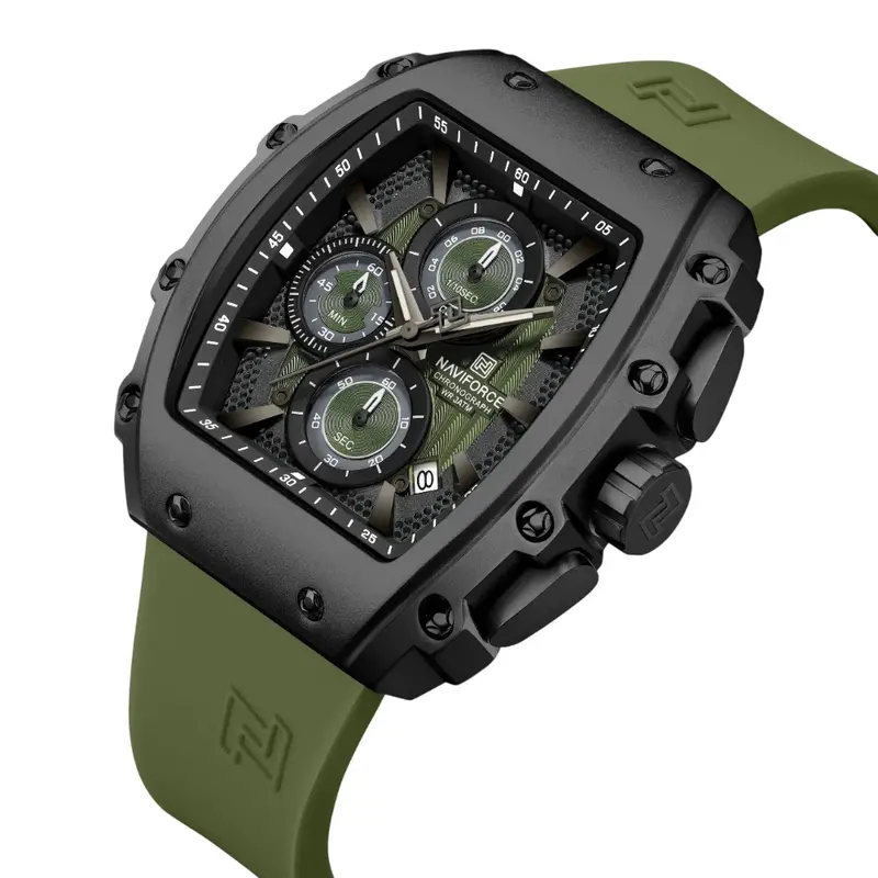 Naviforce Chronograph Green Fumed Silica Strap Men's Watch Nf8070 B/Gn/Gn 2