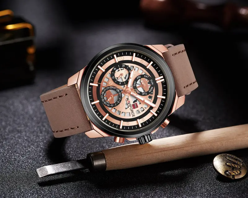 Naviforce Chronograph Nf9129 Rg/Rg/D.Bn Men's Watch 2