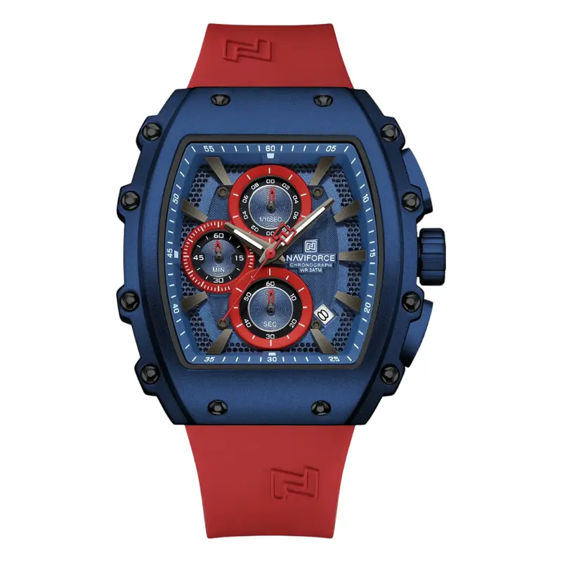 Naviforce Chronograph Red Fumed Silica Strap Men's Watch Nf8070 Be/Be/R 1