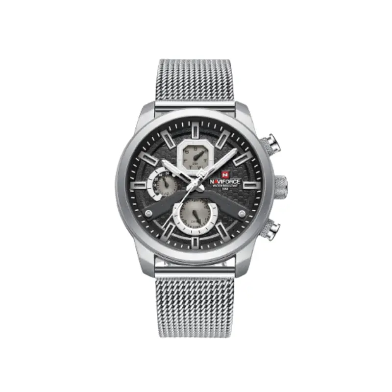 Naviforce Chronograph Silver Stainless Steel Strap Men Watch Nf9211s S/B 1