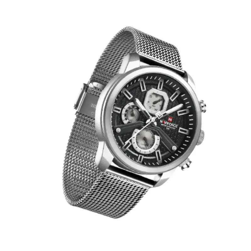Naviforce Chronograph Silver Stainless Steel Strap Men Watch Nf9211s S/B 2