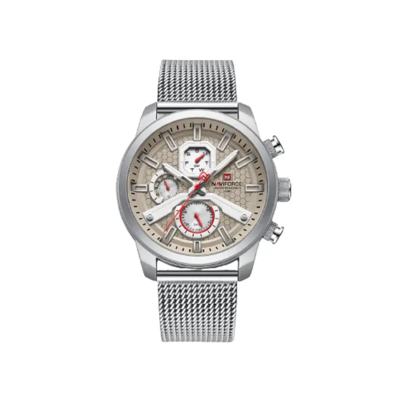 Naviforce Chronograph Silver Stainless Steel Strap Men Watch Nf9211s S/Gy 1