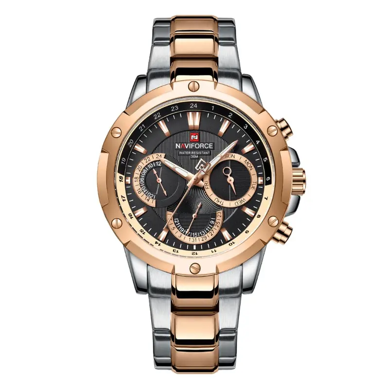 Naviforce Chronograph Two-Tone Stainless Steel Strap Men Watch Nf9196s S/Rg/B 1