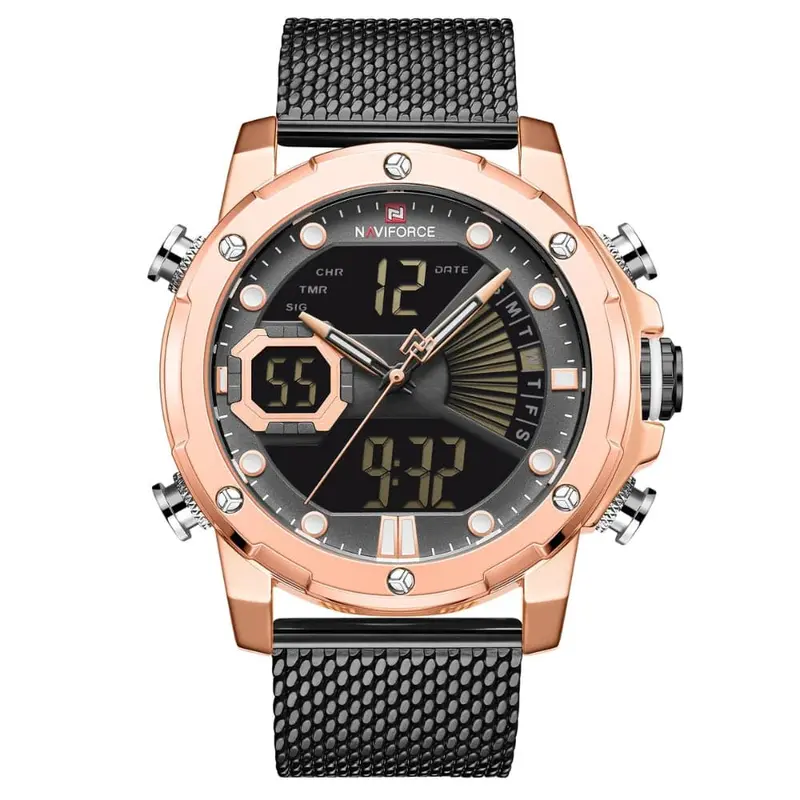 Naviforce Digital Black Milanese Strap Men Watch Nf9172s Rg/B/B 1