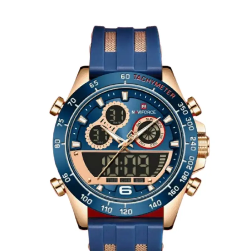 Naviforce Dual Screen Nf9188t Rg/Be/Be Blue Silicone Men Watch 1