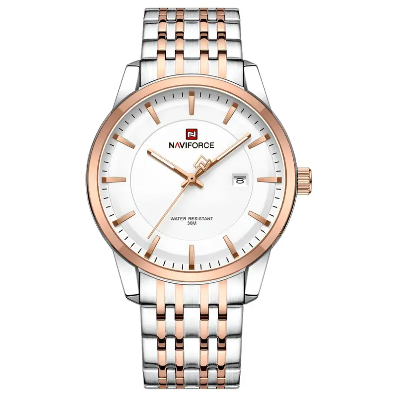 Naviforce Eclipse Two-Tone Stainless Steel Strap Men Watch Nf9228g S/W/Rg 1