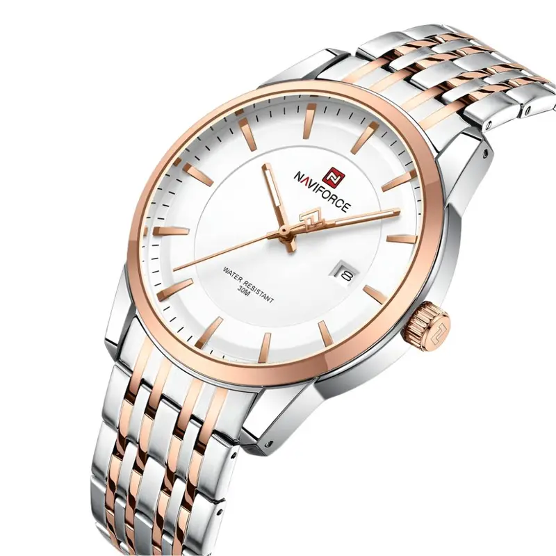 Naviforce Eclipse Two-Tone Stainless Steel Strap Men Watch Nf9228g S/W/Rg 2