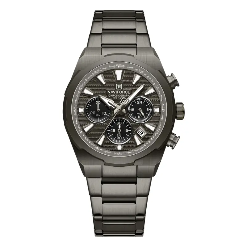 Naviforce Executive Chronograph Stainless Steel Strap Men's Watch Nf8081 B/B/B 1