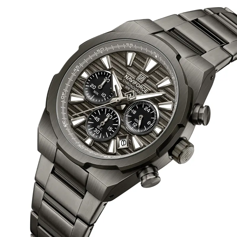 Naviforce Executive Chronograph Stainless Steel Strap Men's Watch Nf8081 B/B/B 2