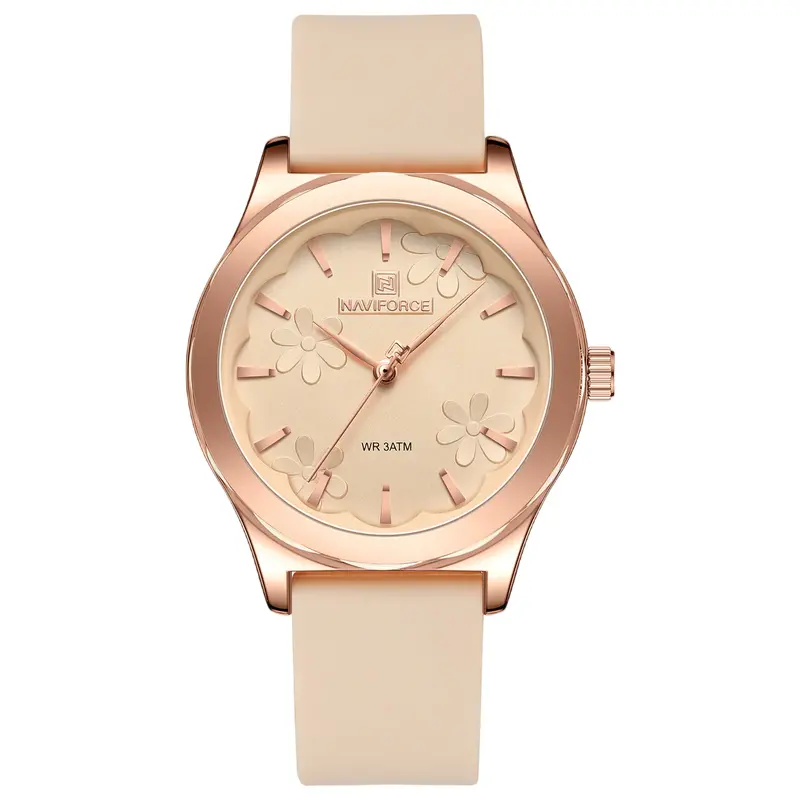 Naviforce Fashion Beige Fumed Silica Strap Women's Watch Nf5051 Rg/Bg/Bg 1