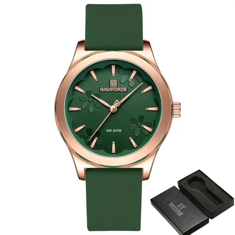 Naviforce Fashion Green Fumed Silica Strap Women's Watch Nf5051 Rg/Gn/Gn 1