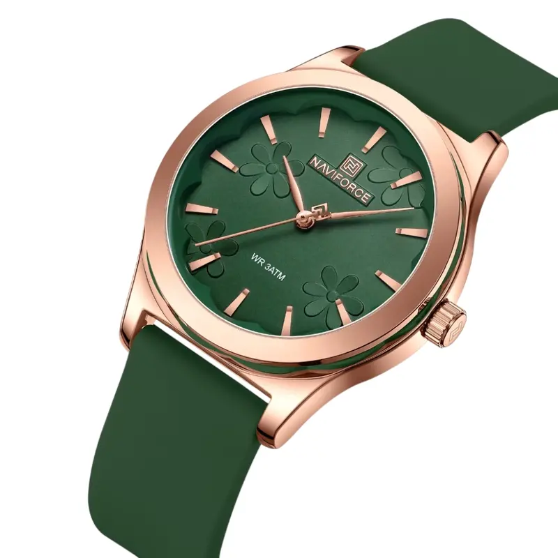 Naviforce Fashion Green Fumed Silica Strap Women's Watch Nf5051 Rg/Gn/Gn 2
