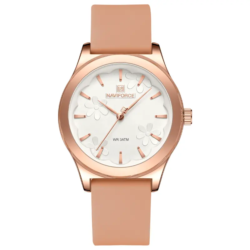 Naviforce Fashion Pink Fumed Silica Strap Women's Watch Nf5051 Rg/W/Rg 1