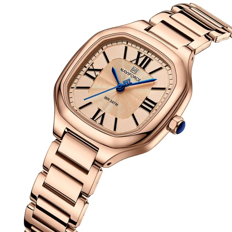 Naviforce Fashion Square Rose Gold Women's Watch - Double Clasp | Nf5042 Rg/Rg/Rg 2