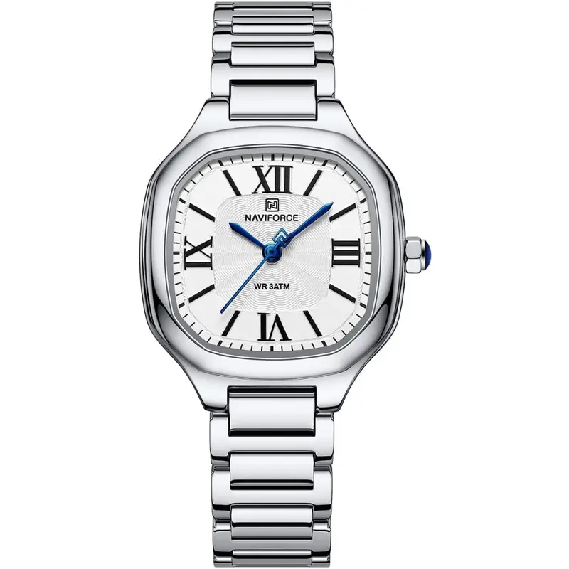 Naviforce Fashion Square Silver Women's Watch - Double Clasp | Nf5042 S/W/S 1
