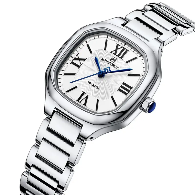 Naviforce Fashion Square Silver Women's Watch - Double Clasp | Nf5042 S/W/S 2