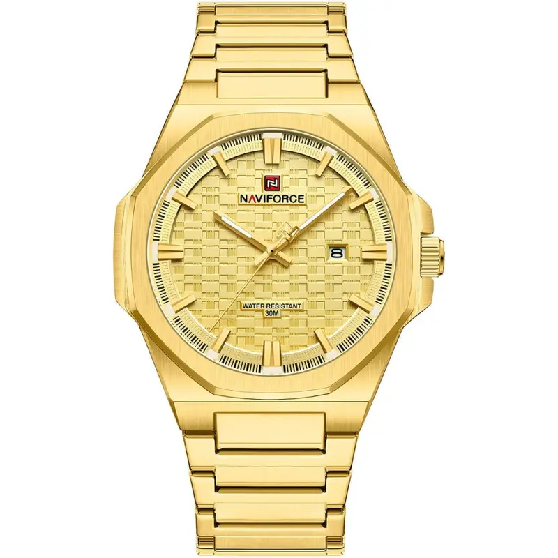 Naviforce Gold Dial Stainless Steel Strap Men's Watch Nf9245 G/G/G 1