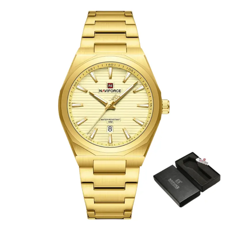 Naviforce Gold Dial Stainless Steel Strap Men's Watch Nf9274 G/G/G 1