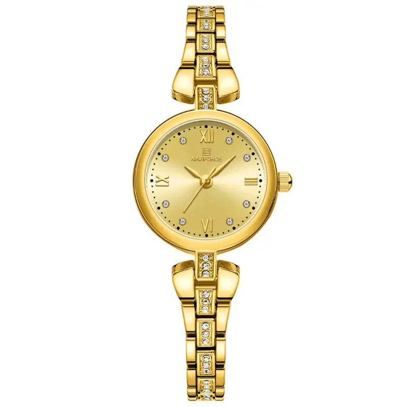 Naviforce Gold Dial Stainless Steel Strap Women Watch Nf5034 G/G 1