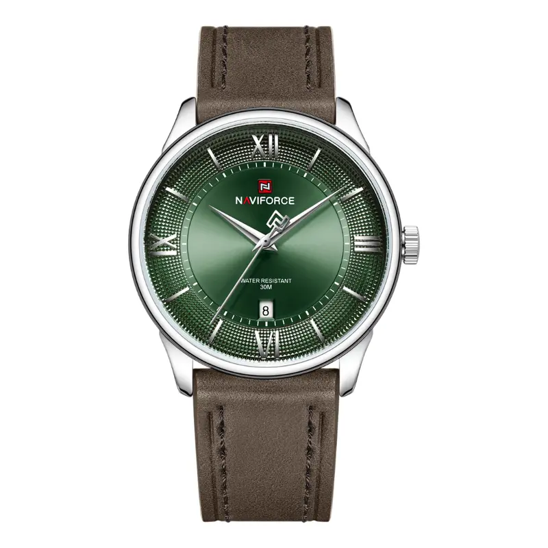 Naviforce Green Dial Genuine Leather Strap Men's Watch Nf9272l S/Gn/Dbn 1