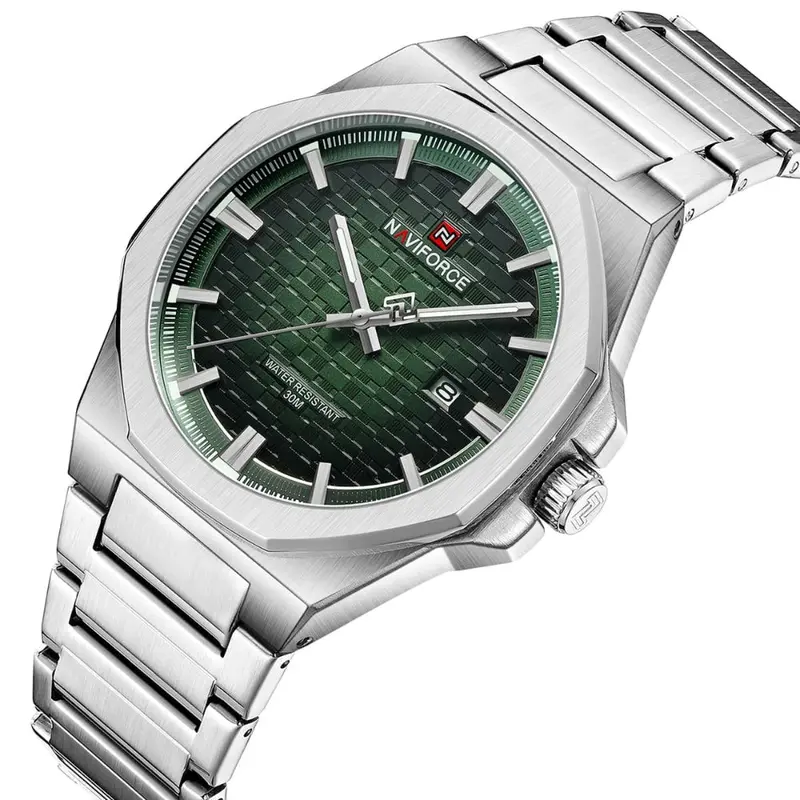Naviforce Green Dial Silver Stainless Steel Strap Men's Watch Nf9245 S/Gn/S 2