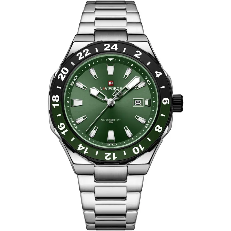 Naviforce Green Dial Stainless Steel Strap Men's Watch Nf9249 S/Gn/S 1
