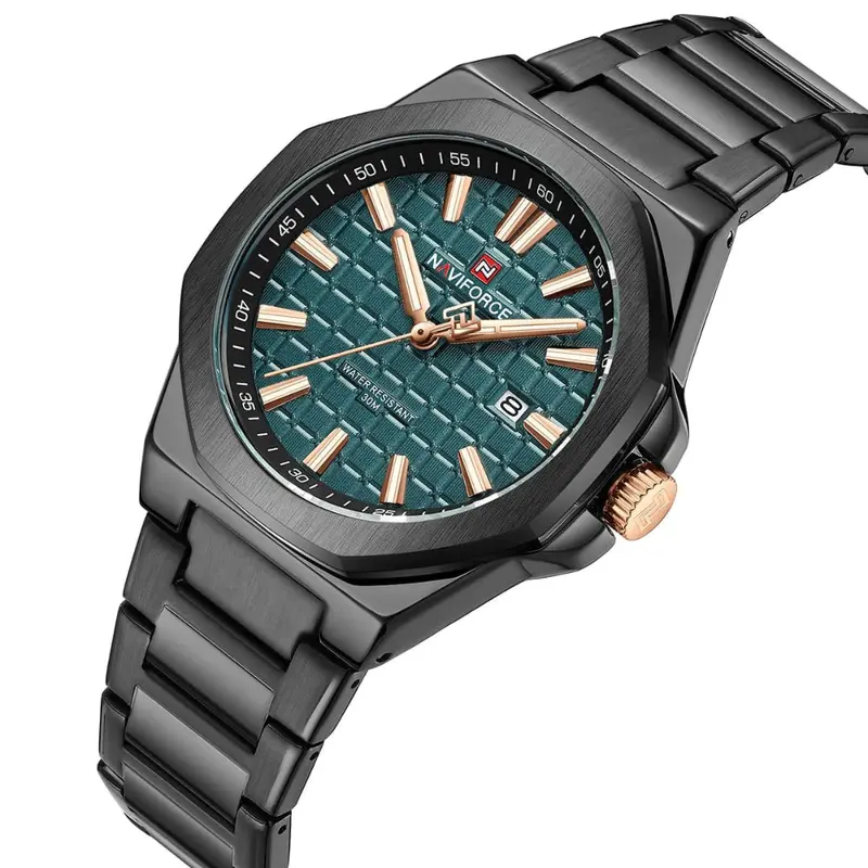 Naviforce Green Dial Stainless Steel Strap Men's Watch Nf9258 B/Gn/B 2