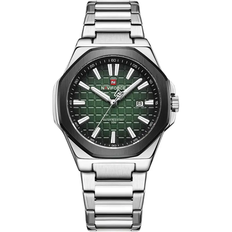 Naviforce Green Dial Stainless Steel Strap Men's Watch Nf9258 S/Gn/S 1