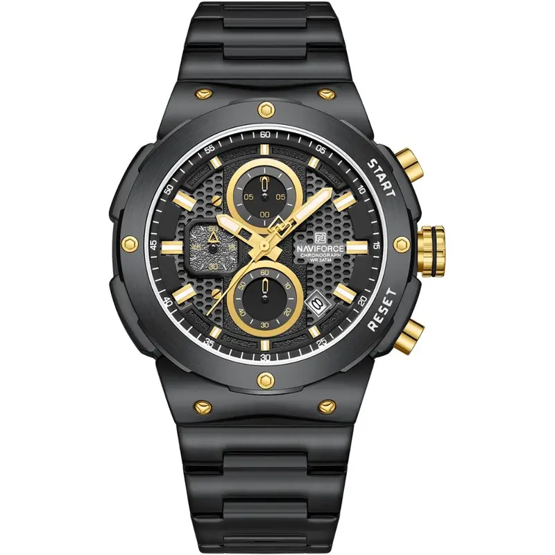 Naviforce Military Black Stainless Steel Strap Men's Watch Nf8072 B/B/B 1