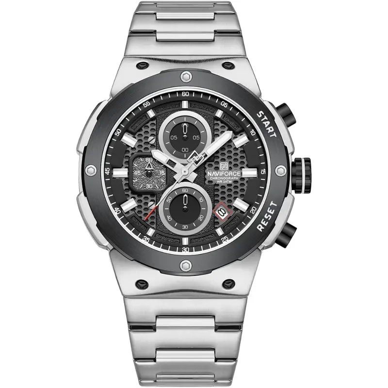 Naviforce Military Silver Stainless Steel Strap Men's Watch Nf8072 S/B/S 1