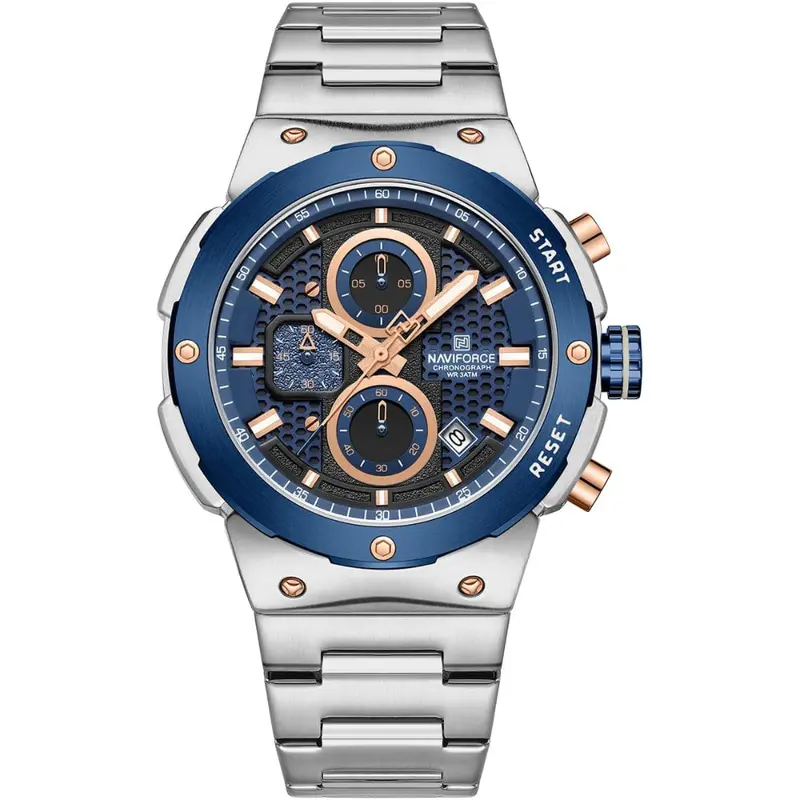 Naviforce Military Silver Stainless Steel Strap Men's Watch Nf8072 S/Be/S 1
