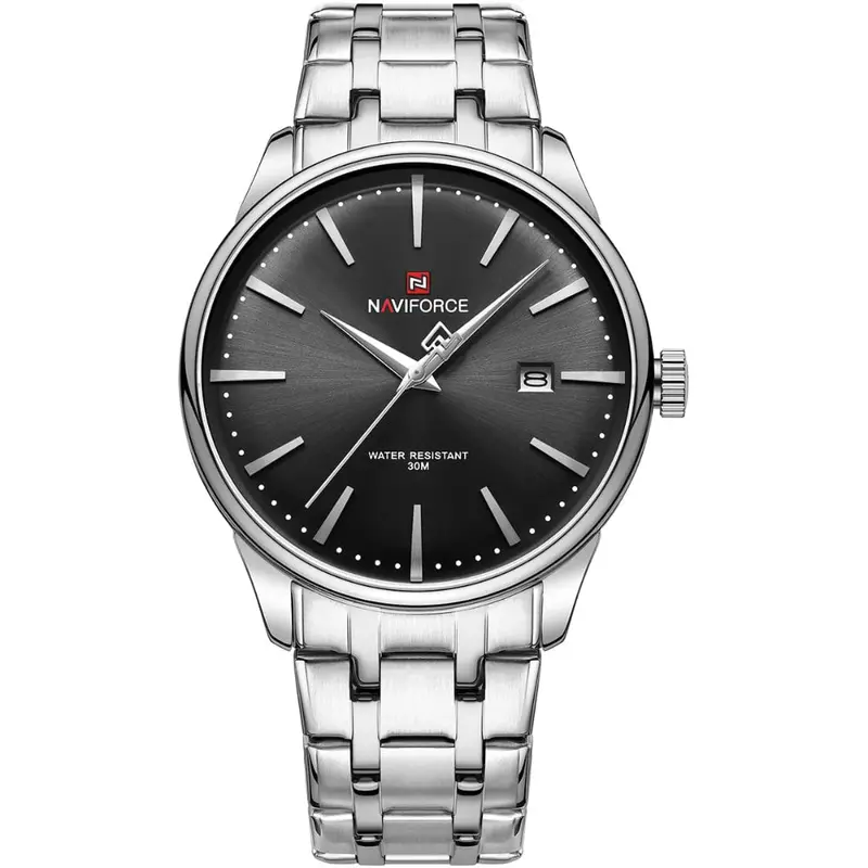 Naviforce Minimalist Black Dial Stainless Steel Strap Men's Watch Nf9230 S/B/S 1