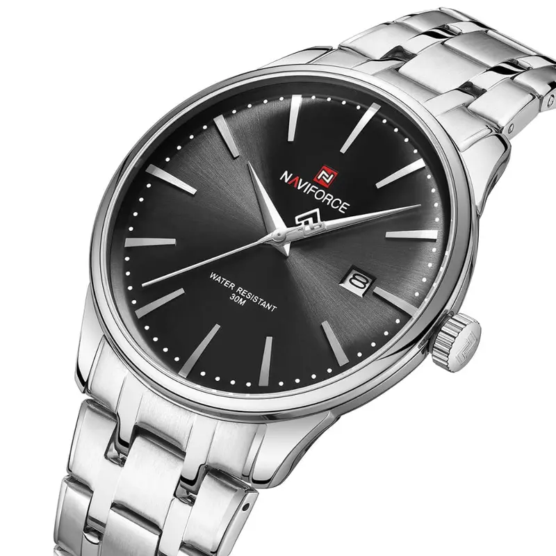 Naviforce Minimalist Black Dial Stainless Steel Strap Men's Watch Nf9230 S/B/S 2