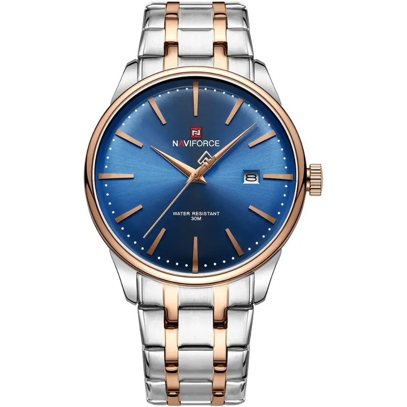 Naviforce Minimalist Blue Dial Stainless Steel Strap Men's Watch Nf9230 S/Be/Rg 1