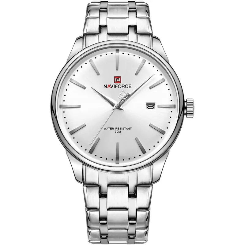 Naviforce Minimalist Silver Dial Stainless Steel Strap Men's Watch Nf9230 Nf9230 S/W/S 1