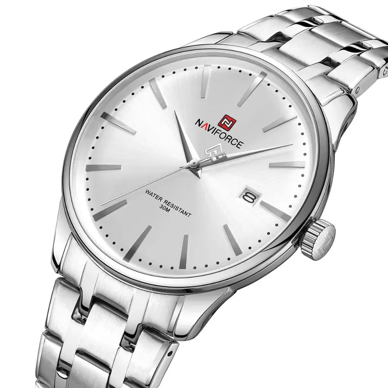 Naviforce Minimalist Silver Dial Stainless Steel Strap Men's Watch Nf9230 Nf9230 S/W/S 2
