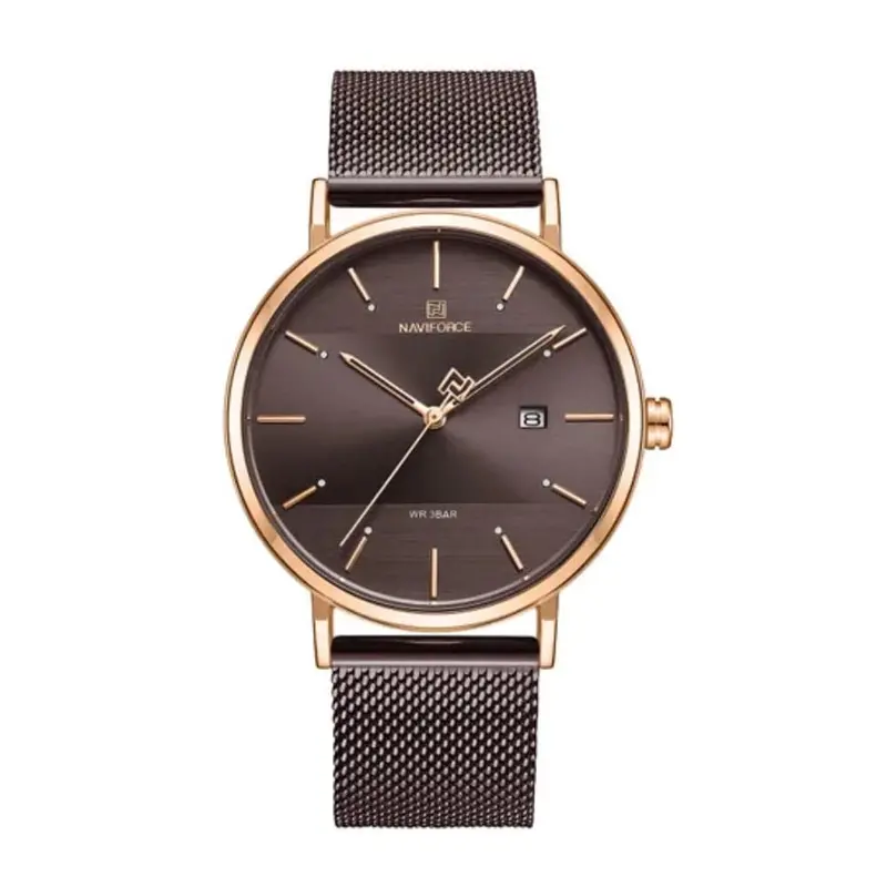 Naviforce Nf3008g Rg/Ce Brown Mesh Strap Men's Watch 1