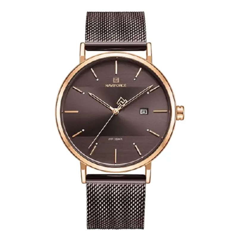 Naviforce Nf3008l Rg/Ce Brown Mesh Strap Women's Watch 1